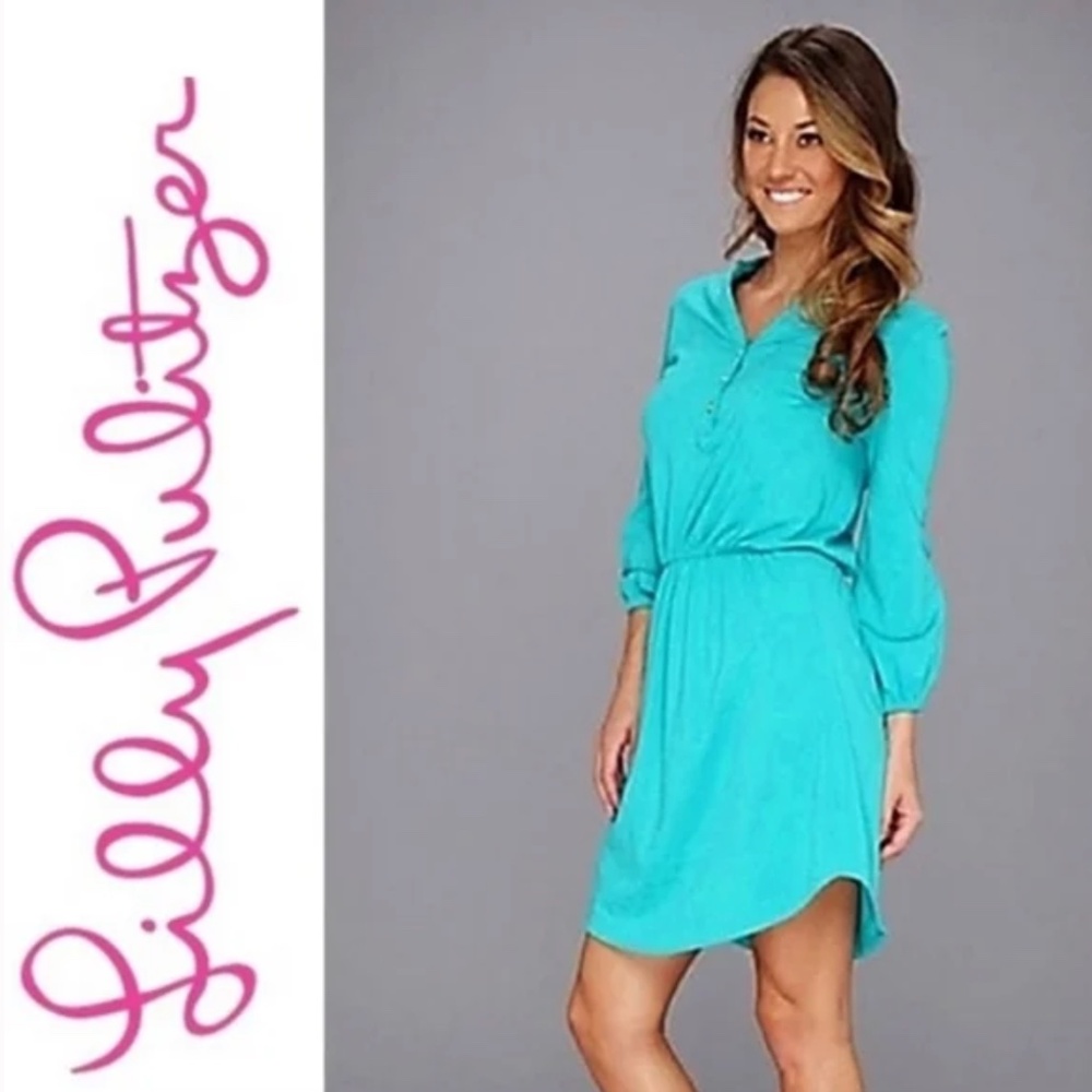Lilly Pulitzer Beckett Shirt Dress Sz S Teal